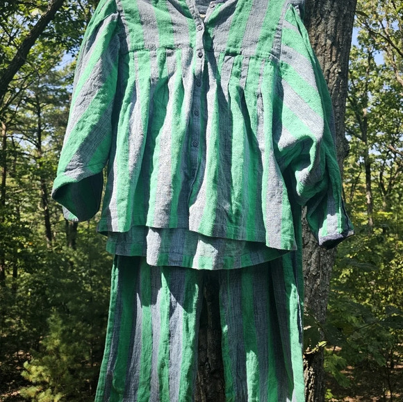 Ace & Jig Green Striped Wide Leg Pants - Picture 4 of 7